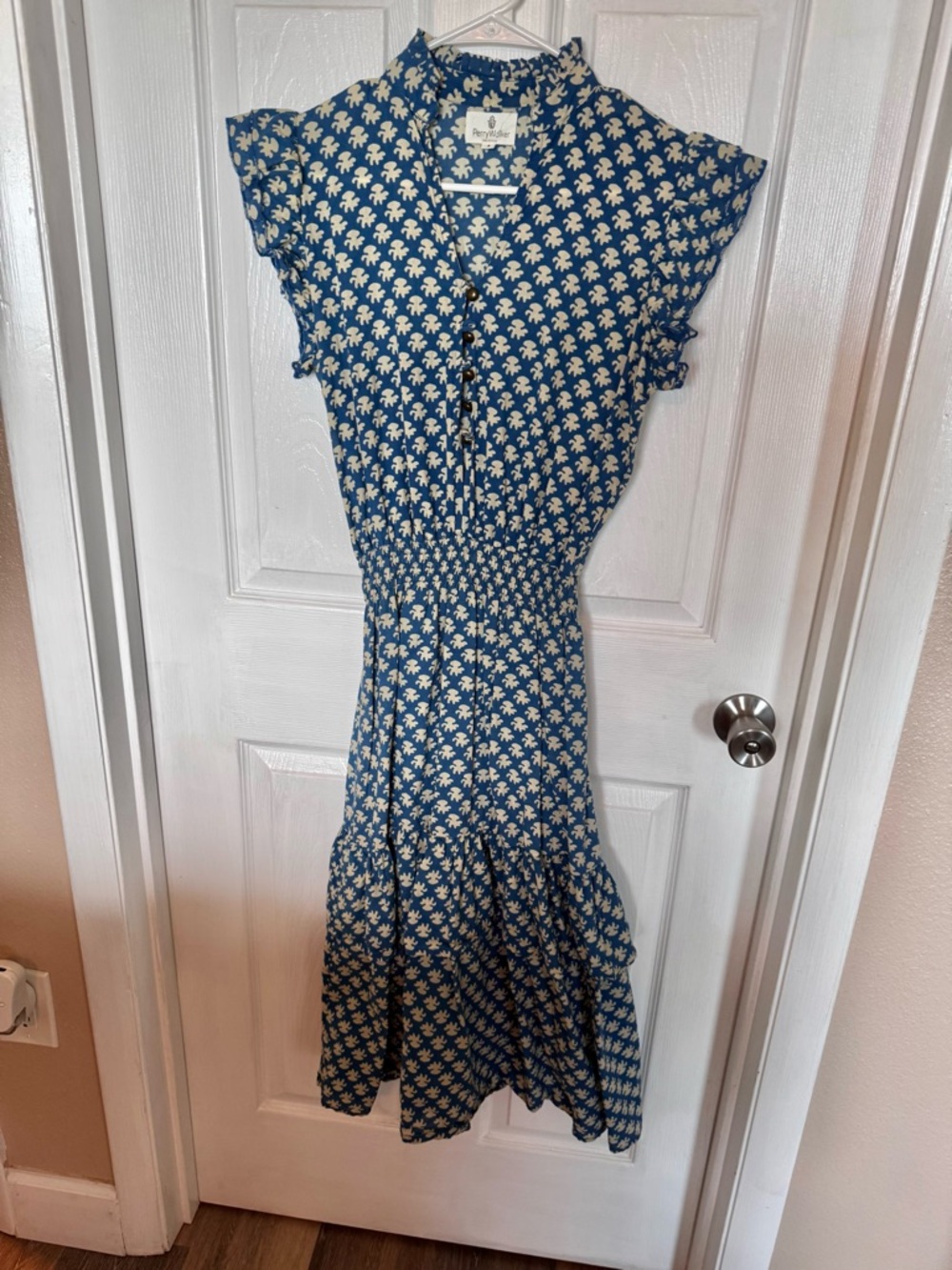 PerryWalker Blue Printed Midi Dress
